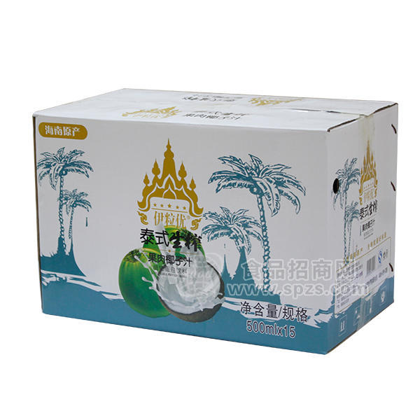·伊粒优 泰式生榨果肉椰子汁 植物蛋白饮料 500mlx15 