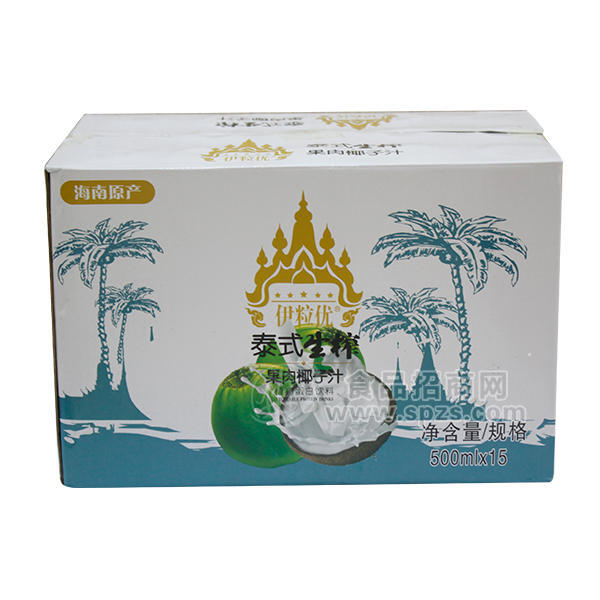 ·伊粒优 泰式生榨果肉椰子汁 植物蛋白饮料 500mlx15 