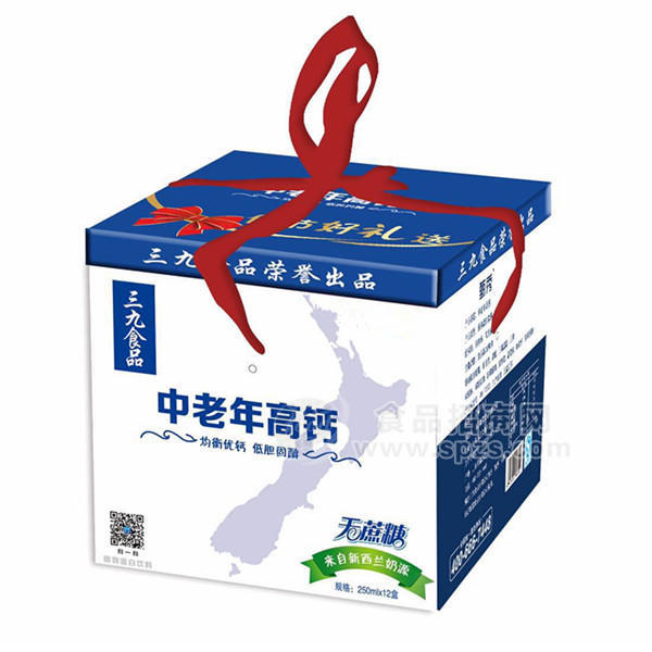 ·三九食品中老年高钙无蔗糖牛奶250mLx12盒 