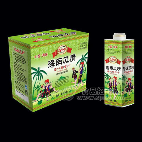 岛外岛 海南风情 原味椰子汁 植物蛋白饮料 1Lx8瓶