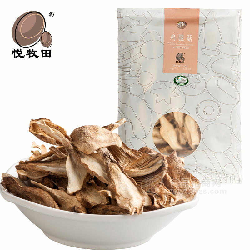 供應(yīng)悅牧田有機雞腿菇 50g 袋裝雞腿菇 樂食麥有機食品 有機菌菇廠家直銷