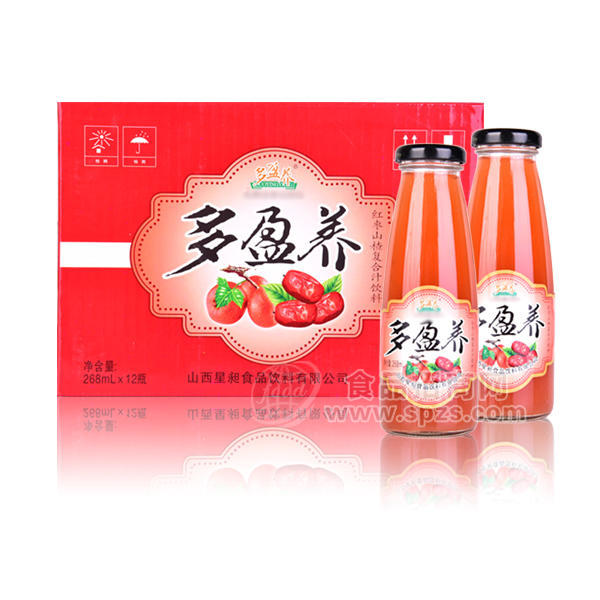 多盈養(yǎng)果汁飲料 紅棗山楂復(fù)合汁飲料 268mlx12