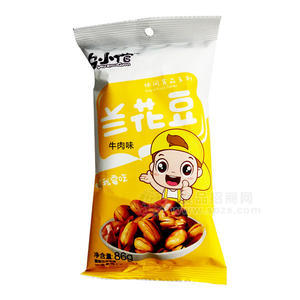 烏小倌蘭花豆 休閑食品 牛肉味86g