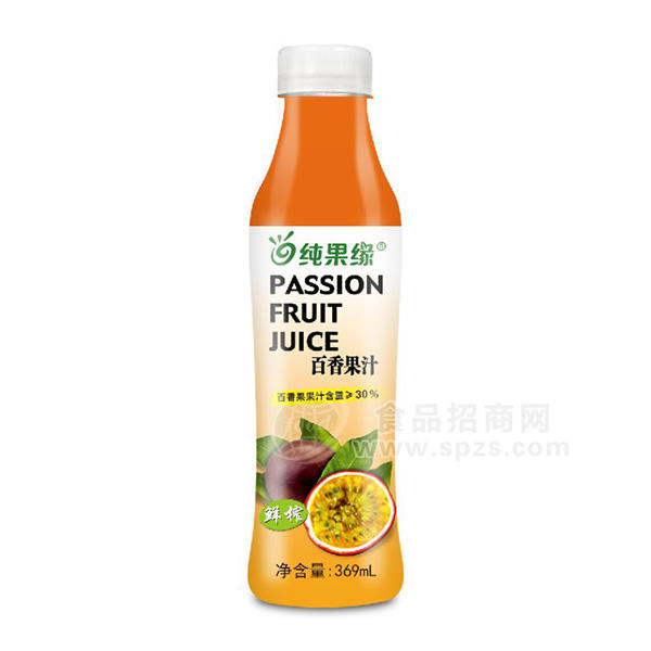 ·纯果缘 鲜榨百香果汁饮料369ml 