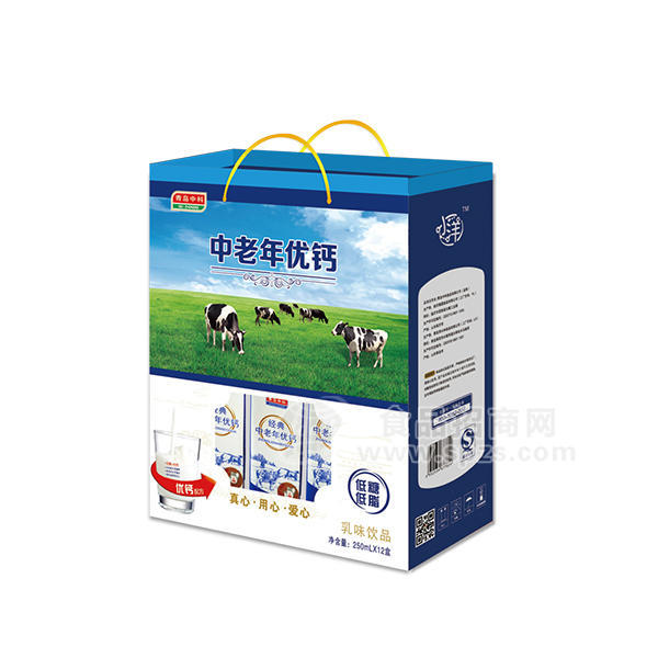 小洋中老年優(yōu)鈣乳味飲品250mLX12盒