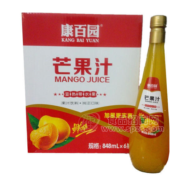 ·康百园芒果汁 果汁饮料848mlx6瓶 