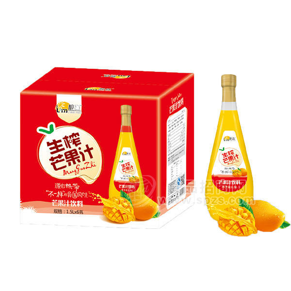 靚淼飲料 生榨果汁飲料1.5LX6瓶