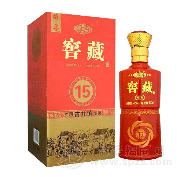进贡坊窖藏绵柔15年白酒500ml