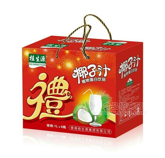 桂生源椰子汁植物蛋白飲料1Lx6瓶