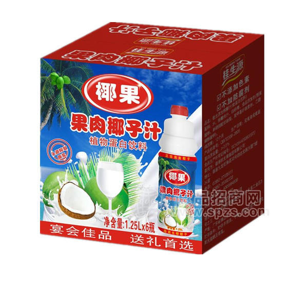 椰果果肉椰子汁植物蛋白飲料1.25Lx6瓶