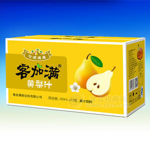客加满 黄梨汁300mlx15瓶 果汁饮料