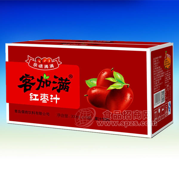 客加满 红枣汁300mlx15瓶 果汁饮料