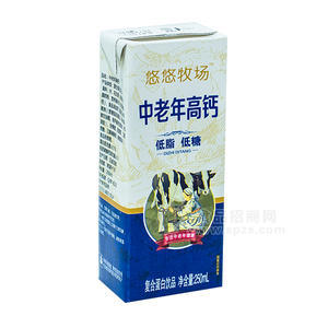 悠悠牧場  中老年高鈣 復(fù)合蛋白飲料250mL