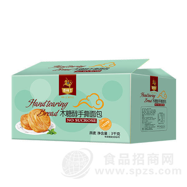 麦纯士  木糖醇手撕面包（燕麦）休闲食品箱装3kg