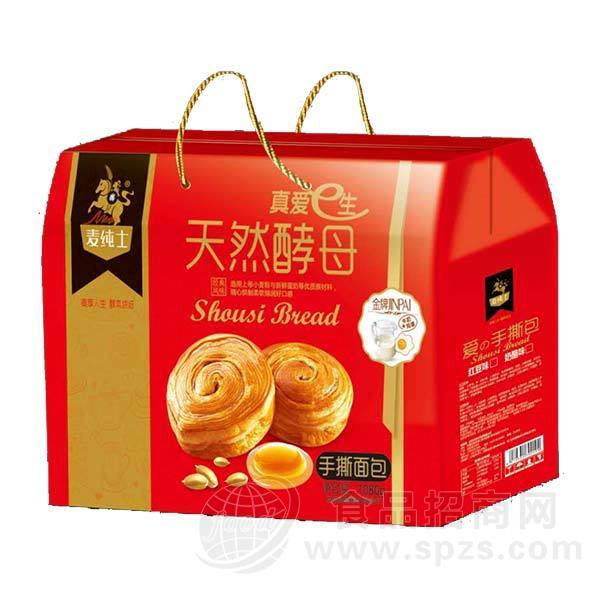 麦纯士  红豆味天然酵母 手撕面包 休闲食品礼盒装