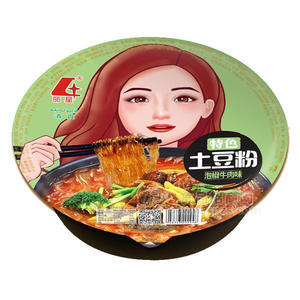 麗星特色土豆粉 泡椒牛肉味 方便食品117gx12碗