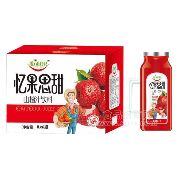 ·恋润果 忆果思甜 山楂汁 果汁饮料箱装 1Lx6瓶 