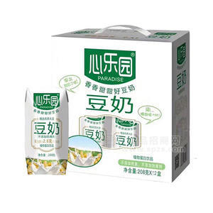 心樂園豆奶植物蛋白飲料208gx12盒