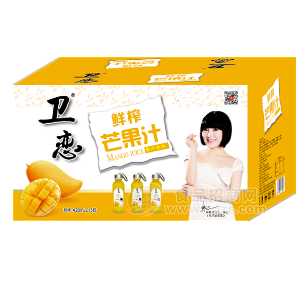 ·卫恋 鲜榨芒果汁 果汁饮料 420mLx15瓶 