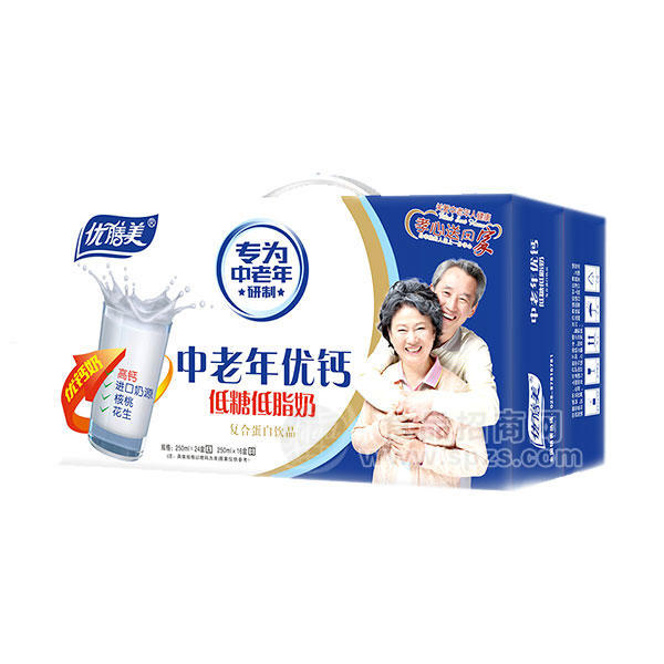 優(yōu)膳美中老年優(yōu)鈣低糖低脂奶復(fù)合蛋白飲品250mlx24盒