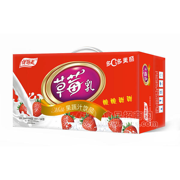 優(yōu)膳美草莓乳果蔬汁飲品250mlx24盒