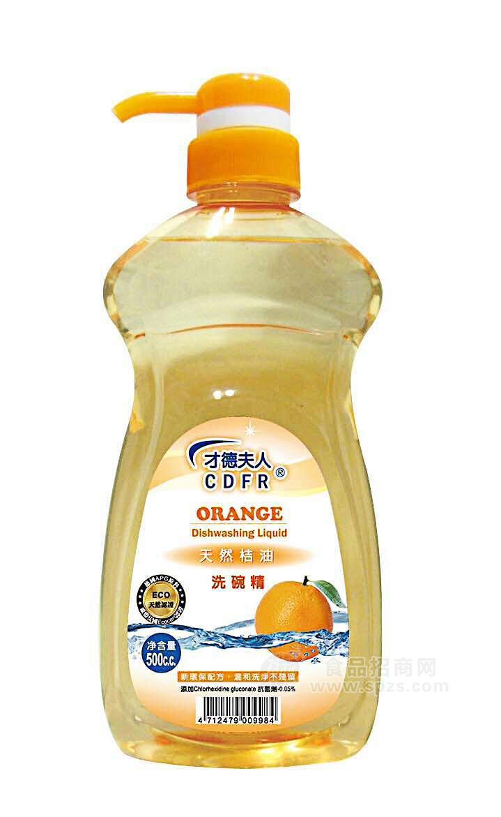 才德夫人天然桔油洗碗精500ml