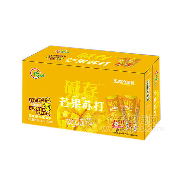 ·碱存芒果苏打饮料果味饮料芒果味250mlx24盒 