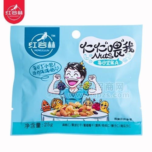 红谷林每日坚果：扁桃仁 黑加仑干 蔓越莓干 腰果 核桃仁 榛子仁 南瓜子仁  25g 男神版