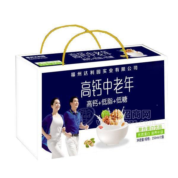 高鈣中老年高鈣+低脂+低糖復(fù)合蛋白飲品250mlx12盒