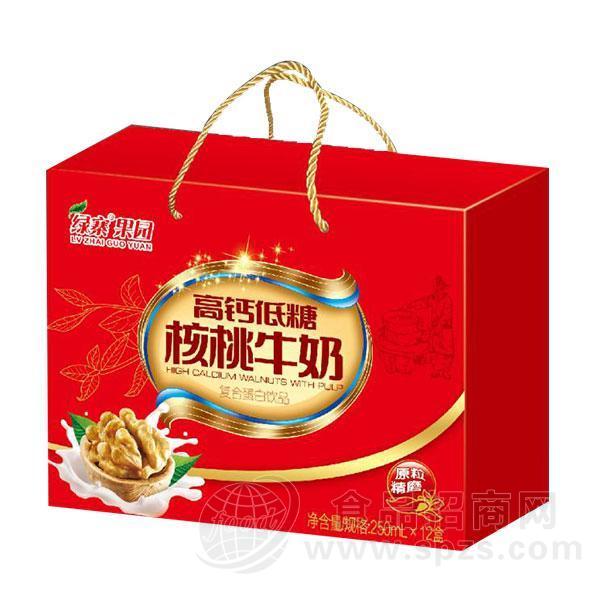 绿寨果园  高钙低糖核桃牛奶 250mlx12盒