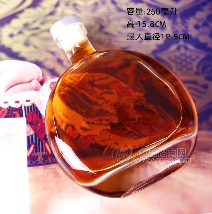 批发250ML小酒瓶玻璃果汁密封瓶酒瓶子自酿果酒瓶分装瓶带盖