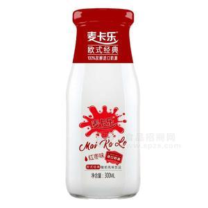麦卡乐欧式风味纯发酵酸奶饮品 玻璃瓶红枣味300ml