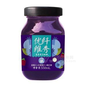 愛上引復(fù)合果汁飲料藍(lán)莓汁+紅葡萄+椰纖果550ml