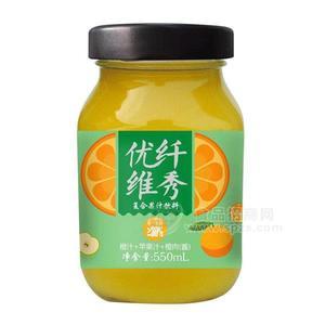 優(yōu)纖維秀復合果汁飲料橙汁+蘋果汁+橙肉（醬）550ml