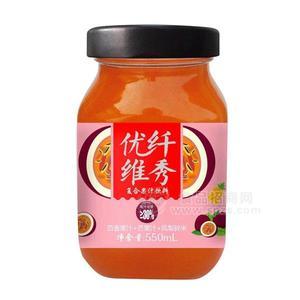 优纤维秀复合果汁饮料百香果汁+芒果汁+凤梨碎米550ml