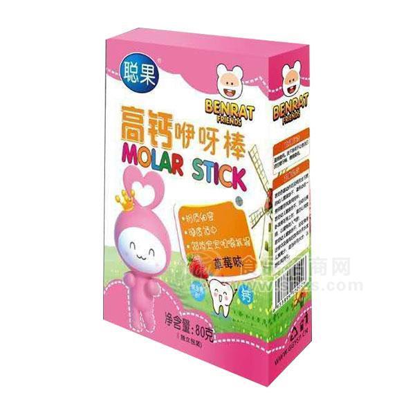 ·聪果高钙咿呀棒饼干草莓味烘焙食品80g 