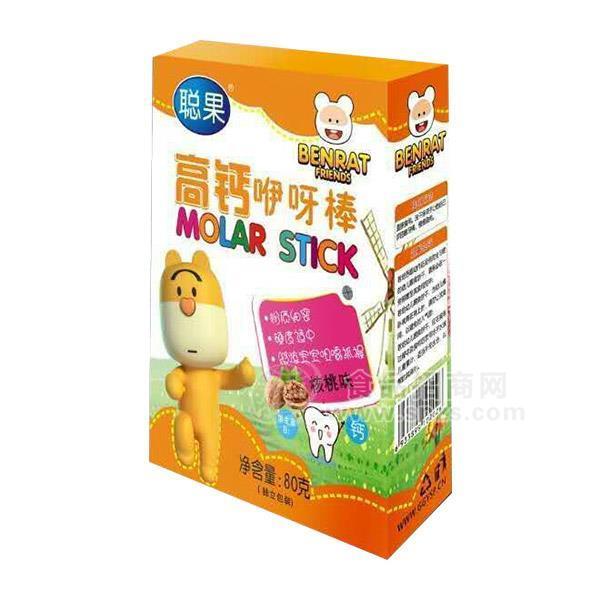 ·聪果高钙咿呀棒饼干核桃味烘焙食品80g 