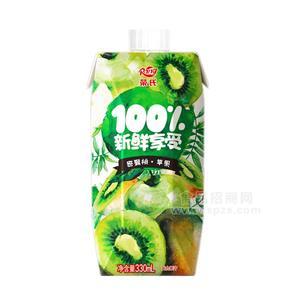 榮氏100%新鮮享受獼猴桃蘋(píng)果果汁飲料330ml