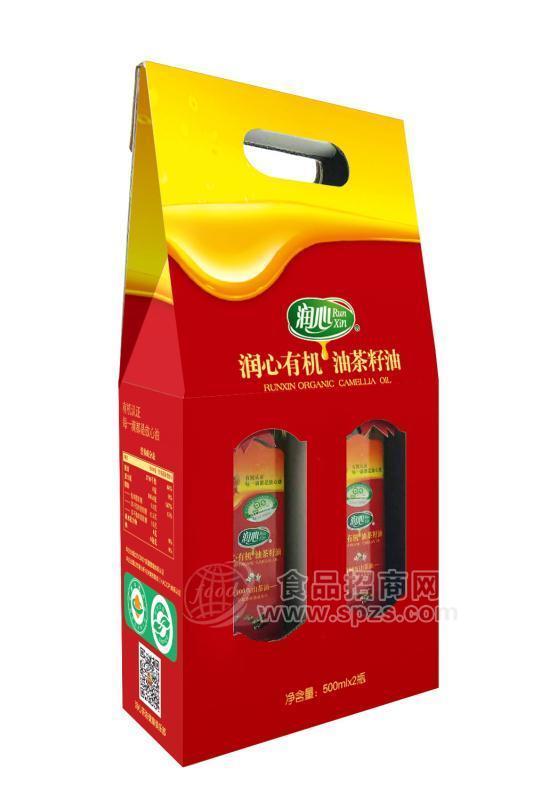 润心有机山茶油500ML*2 100%纯茶油 物理压榨 孕妇宝宝专用油 礼盒装