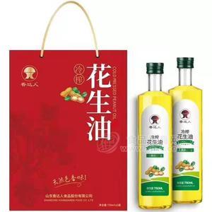 香達(dá)人冷榨花生油廠家禮盒團(tuán)購(gòu)750ml*2瓶招商