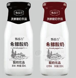 甄多力玻璃瓶酸奶原味酸奶紅棗味酸奶 300ML