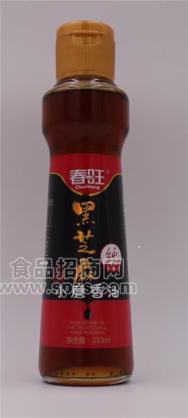 春旺黑芝麻小磨香油210ml