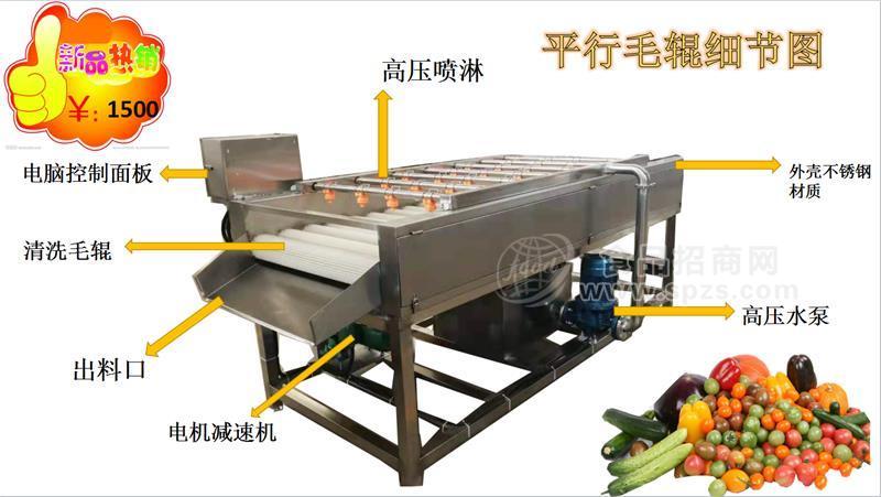 熱銷大棗平行毛輥清洗機    海蠣子扇貝平行毛輥清洗機  食品機械定制