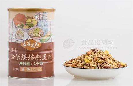 五谷本色 混合堅果烘焙燕麥片 1KG 罐裝 12罐每箱 即食 堅果 代餐招商