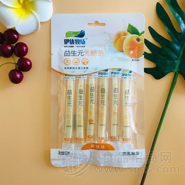 伊优牧场黄桃味益生元乳酪条60g