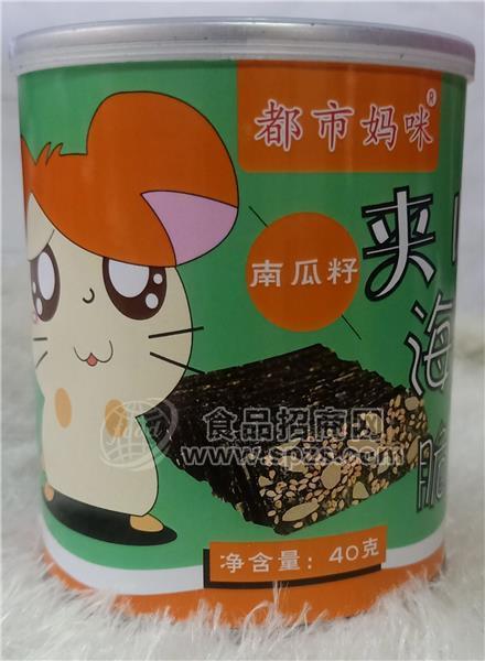厂家直销都市妈咪办公室零食南瓜籽夹心海苔脆