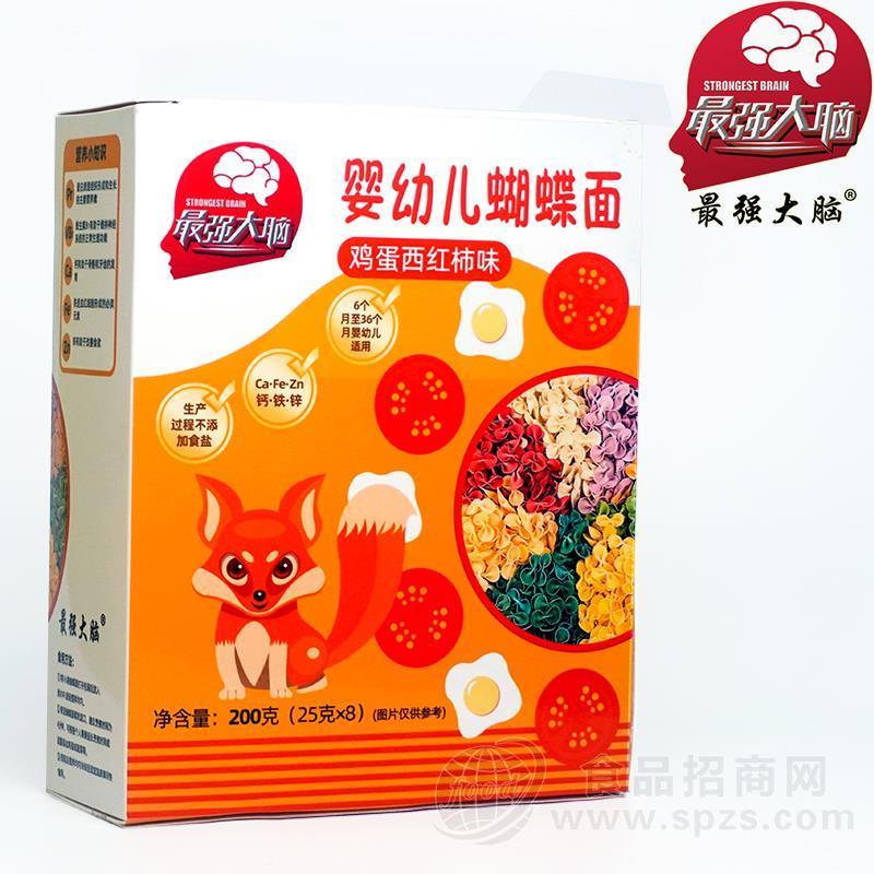 儿童辅食婴幼儿蝴蝶面 鸡蛋西红柿味200g*24盒/箱