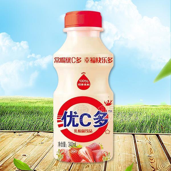 优C多 草莓味乳酸菌  乳饮料340ml
