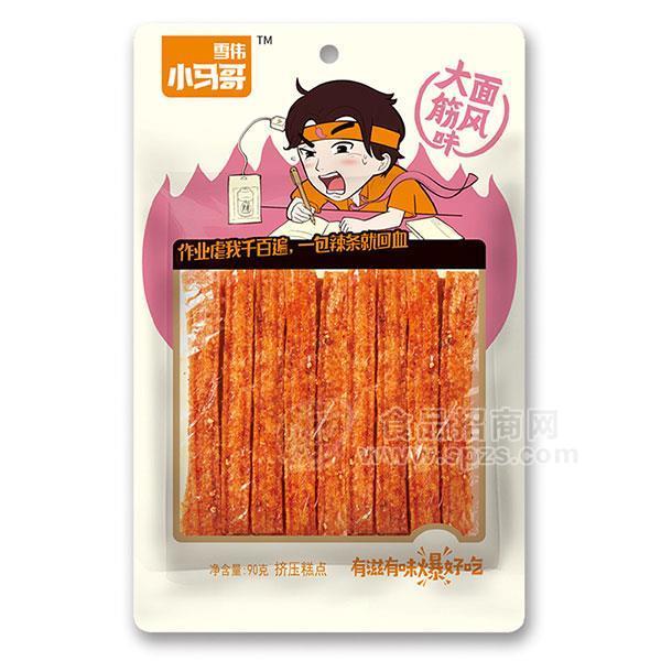 ·雪伟小马哥 大面筋 网红辣条 挤压糕点招商90g 