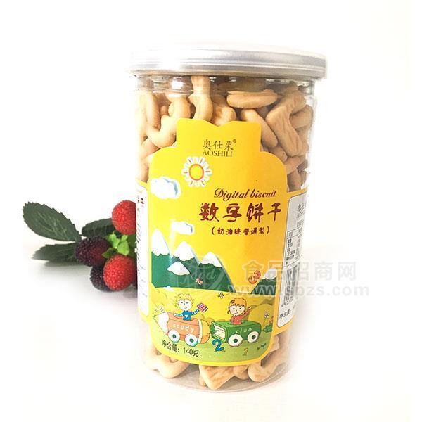 奧仕栗罐裝奶油味數(shù)字餅干休閑食品招商加盟140g